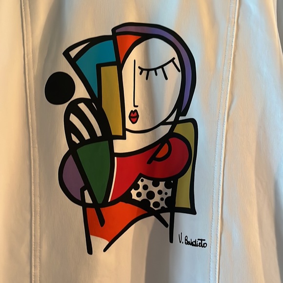 Ladies XL White Jacket with Artwork - Picture 2 of 8